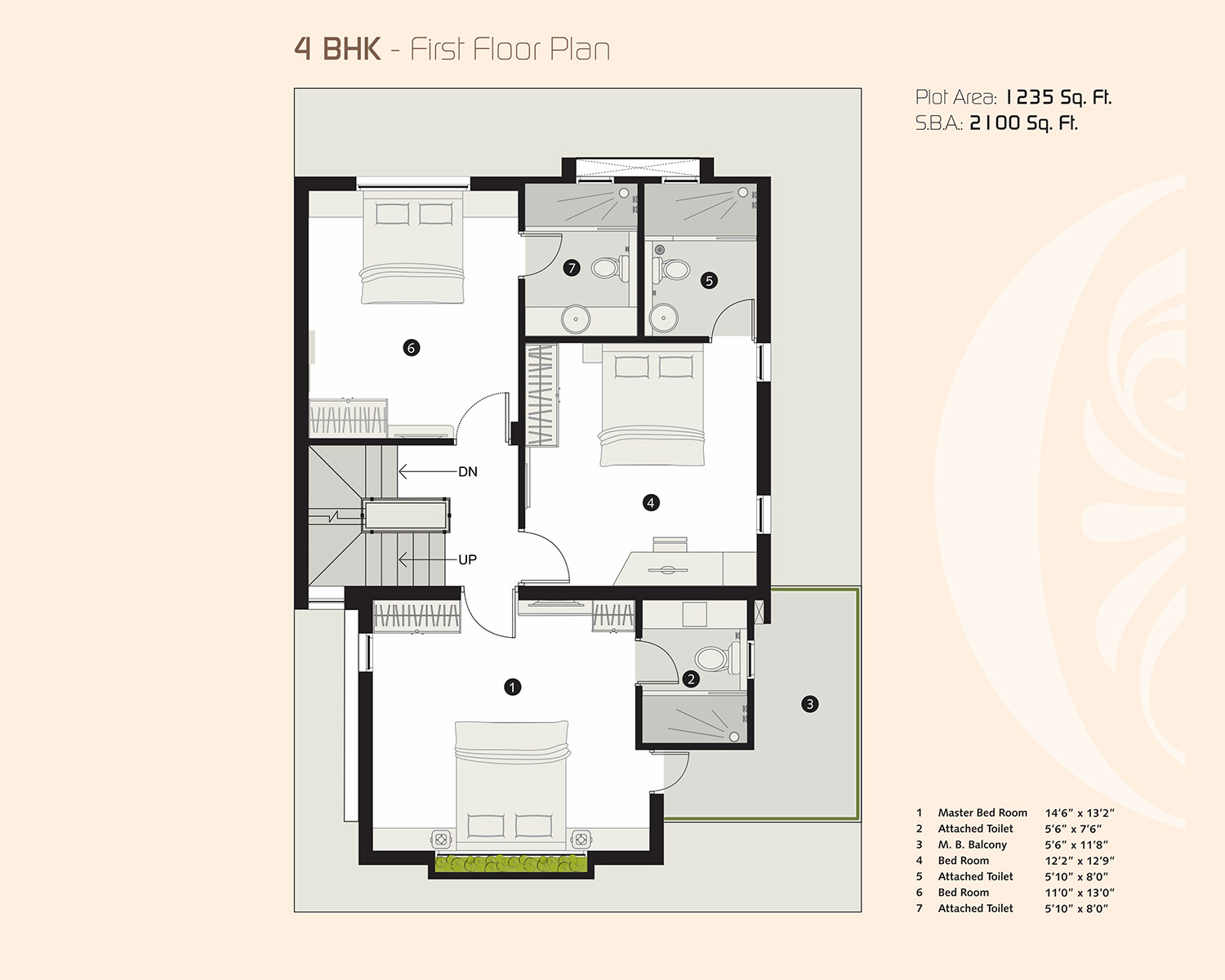 4 BHK First Floor Plan